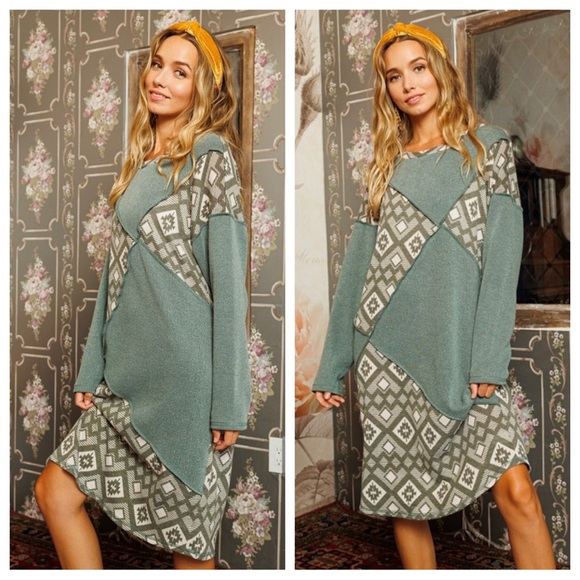 Boho Color block Midi Dress - Picture 4 of 4